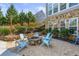 Inviting outdoor fire pit area with stone accents, Adirondack chairs, and well-maintained landscaping at 3185 Casteel Ne Rd, Marietta, GA 30062