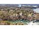 An aerial view showcasing the lake homes and serene surroundings of this lakeside community at 7410 Fields Dr, Cumming, GA 30041