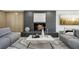 Living room with sleek, dark fireplace and modern decor, offering a stylish and comfortable atmosphere at 7410 Fields Dr, Cumming, GA 30041