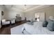 Large main bedroom featuring hardwood floors, a cozy sitting area, tray ceiling and an ensuite bathroom at 1775 Rockwater Rd, Marietta, GA 30066