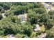 Overhead view highlighting a home nestled among dense trees, with a swimming pool and well-manicured lawn at 59 Woodlawn Dr, Marietta, GA 30067