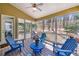 Inviting screened porch with wood flooring and view of private back yard at 1463 Bailey Farm Sw Dr, Marietta, GA 30064