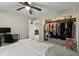 Bedroom featuring a closet with ample storage and a view to the home's staircase at 3171 Jessica Dr, Douglasville, GA 30135