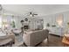 Cozy living room boasts a stone fireplace, neutral tones and lots of natural light at 3171 Jessica Dr, Douglasville, GA 30135