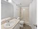 Bathroom with a vanity and shower with seating at 5216 Sweet Air Ln, Stone Mountain, GA 30088