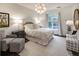 Inviting bedroom with a chandelier, comfortable bed, stylish furnishings, and lots of natural light at 45 Honour Nw Ave, Atlanta, GA 30305