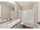 Clean bathroom featuring a granite vanity, chrome faucet, and a shower-tub combo at 2279 Perch Sw Way, Marietta, GA 30008