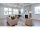 Sun-drenched living room featuring a fireplace, multiple windows, and comfortable seating area at 3395 Lee St, East Point, GA 30344
