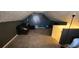Bonus room features a carpeted floor, dark-painted walls, and a comfortable black sofa at 75 Doves Nest, Covington, GA 30016