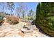 Outdoor hot tub with stone accents and waterfall feature nestled in a landscaped yard at 1364 Manget Way, Dunwoody, GA 30338