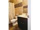 Bathroom featuring decorative tile, dark wood vanity, and shower/tub combo at 47 Trailside Cir, Hiram, GA 30141
