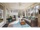 Inviting sunroom with cozy wicker furniture, ceiling fan and bright natural light at 549 Trailwood Sw Ln, Marietta, GA 30064