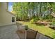 Backyard patio with outdoor furniture and a view of the landscaped yard and mature trees at 745 Princeton Mill Run, Marietta, GA 30068