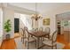 Elegant dining room featuring wainscoting, chair rail, chandelier, wood floors, and neutral paint at 1555 Diplomat Dr, Cumming, GA 30041
