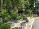 Outdoor garden beds with metal planters, lush greenery and landscaping at 160 Color Cir, Atlanta, GA 30317