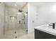 Modern bathroom featuring a glass-enclosed shower and sleek vanity at 1247 Bridges Sw Ave # B, Atlanta, GA 30310