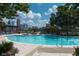 Enjoy the condo complex outdoor pool with city skyline views, surrounded by lush greenery and comfortable lounge chairs at 270 17Th Nw St # 4208, Atlanta, GA 30363