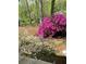 Backyard with blossoming flowers and greenery offering a serene outdoor space at 2795 Kimmeridge Dr, Atlanta, GA 30344