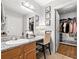 Bathroom vanity features granite countertop, sink, and view into the walk-in closet at 106 Brighton Pt, Atlanta, GA 30328