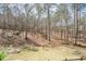 Backyard view showcases mature trees and wooded area, offering privacy and natural beauty at 120 Mill Creek Ct, Acworth, GA 30101