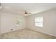 Bedroom with neutral carpet and ceiling fan at 4400 Huntington Cir, Dunwoody, GA 30338