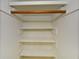 Organized closet with built-in shelves and rod at 4400 Huntington Cir, Dunwoody, GA 30338