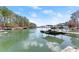 Open lake view, showcasing boat docks and calm waters with a clear sky reflected in the serene landscape at 2655 Lakeside Trl, Cumming, GA 30041