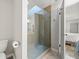 Bathroom featuring a glass shower stall, toilet, and open view of the vanity at 812 Bonnie Glen Se Dr, Marietta, GA 30067