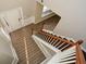 Aerial shot of the staircase and foyer featuring a white front door and hardwood floors at 3820 Mast Nw Ct, Kennesaw, GA 30144