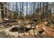 A beautifully landscaped backyard pond with rock edging, offering a serene outdoor retreat at 4053 Thompson Mill Rd, Buford, GA 30519