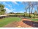 Scenic view of a community field with walking path and attractive wooden fence at 3123 Neal Ct, Cumming, GA 30041