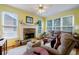 Bright living room features a stone fireplace, comfortable seating, and plenty of windows at 1192 Lake Washington Dr, Lawrenceville, GA 30043