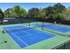 Well-maintained community tennis courts with nets, surrounded by fencing and lush greenery at 7045 Threadstone Overlook, Johns Creek, GA 30097