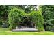 Backyard pergola with lush greenery providing a serene outdoor dining space at 81 Richmond Way, Villa Rica, GA 30180