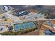 Aerial view of community amenities: pool, clubhouse, tennis, pickleball and bocce ball courts at 5638 Maple Bluff Way, Hoschton, GA 30548