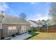 Backyard showcasing a concrete patio area, lawn, and wooden fence, perfect for outdoor relaxation and activities at 6450 Wellington Chase Ct, Lithonia, GA 30058