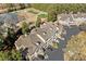 An aerial perspective of a townhome community with trees, manicured landscaping, and ample parking at 407 The Crossings Ln, Woodstock, GA 30189