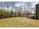 Backyard featuring a large grassy area and mature trees at 3878 Amicus Dr, Buford, GA 30519