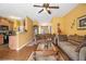 Spacious living room showcasing an open layout, hardwood floors, and stylish furnishings at 2728 Keystone Gates Ct, Lithonia, GA 30058
