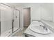 Bathroom featuring double sinks, a glass shower, and neutral walls at 5634 Union Pointe Dr, Union City, GA 30291