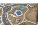 Aerial view of community amenities including a pool, playground, tennis courts, and walking paths at 3739 Silvery Way, Powder Springs, GA 30127