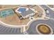 Aerial view of community amenities including a pool, pickleball court, playground, and clubhouse at 3739 Silvery Way, Powder Springs, GA 30127