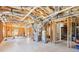 Unfinished basement with exposed ceiling, framed walls, utilities, and potential for various uses at 110 Canyon Ridge Trl, Canton, GA 30114