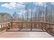 Expansive wooden deck with scenic views of trees and blue sky offering a tranquil outdoor living space at 110 Canyon Ridge Trl, Canton, GA 30114