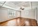 Inviting bonus room showcasing hardwood floors, natural light, and neutral colors at 3701 Rainbow Cir, Snellville, GA 30039