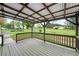 Covered back porch with wood decking and railing offers outdoor views at 3951 Covered Bridge Sw Rd, Smyrna, GA 30082