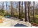 Patio with outdoor seating and a built-in grill, overlooking the trees offering a relaxed outdoor experience at 633 N Fairfield Dr, Peachtree City, GA 30269