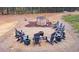Outdoor fire pit area with chairs and a playhouse in the background at 1116 Heatherland Dr, Marietta, GA 30066