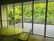 Relaxing screened-in patio with a wooded view and a table with chairs for enjoying the outdoors at 3550 Gravitt Rd, Cumming, GA 30040