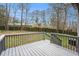 Wooden deck with railing, overlooking the backyard and surrounded by trees, perfect for outdoor enjoyment at 3807 Memorial Nw Pkwy, Kennesaw, GA 30152